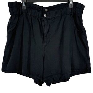 Wonderly Paperbag Waist Tencel Cotton Shorts Black Size 16R